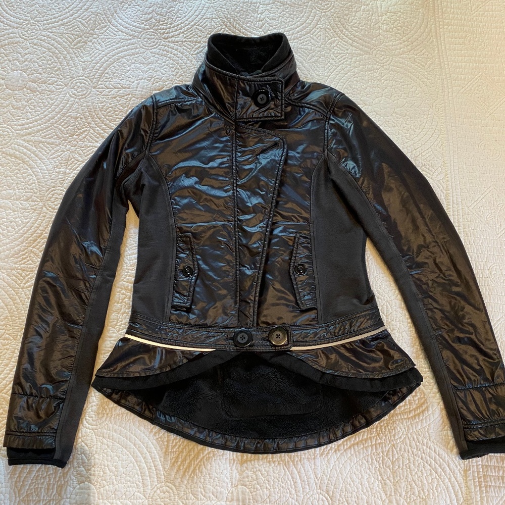 Lululemon fleece lined peplum moto jacket